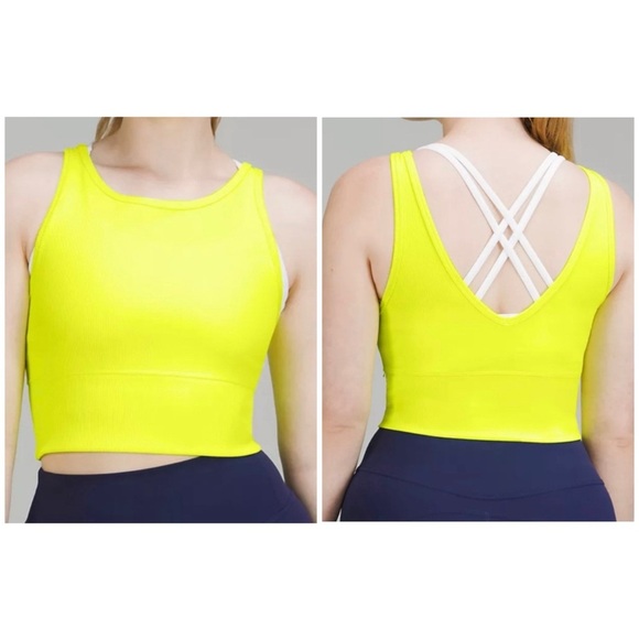 Lululemon Power Pivot Ribbed Tank Top- Highlight Yellow/ Size 2 - Picture 1 of 7